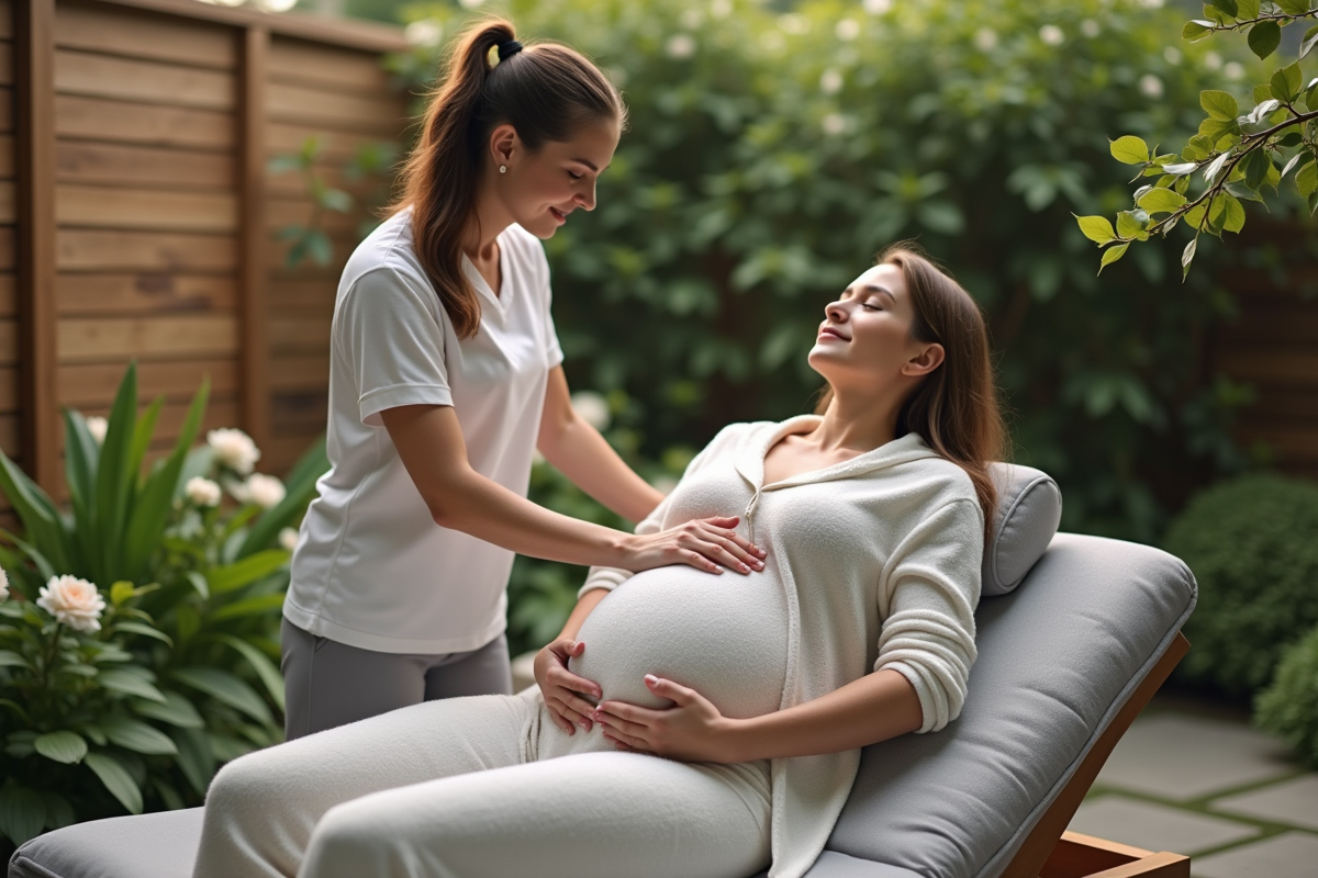 Femme enceinte profitant d