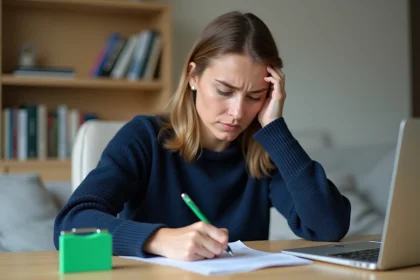 Femme remplissant des papiers de santé à domicile
