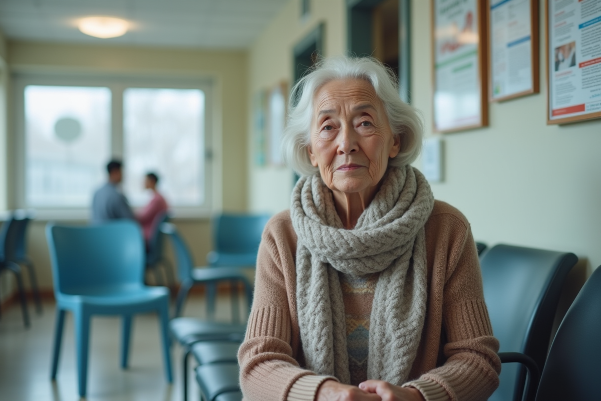 Femme senior patiente dans une salle d