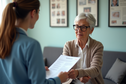 Femme senior en consultation vaccination pneumonie