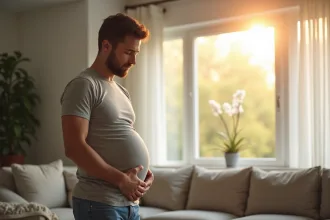 Thomas Beatie, homme transgenre, avec son enfant à la naissance
