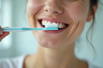 Dépôt de tartre sur une dent avant détartrage à domicile