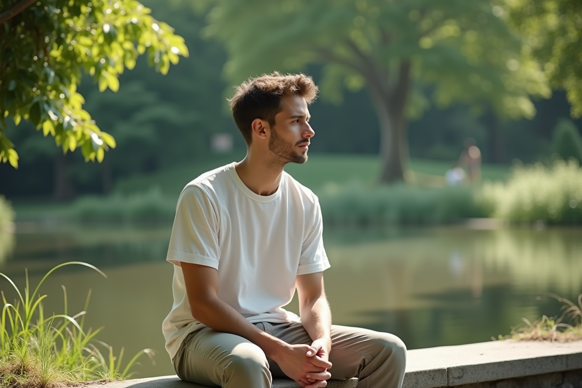 Jeune homme assis près d