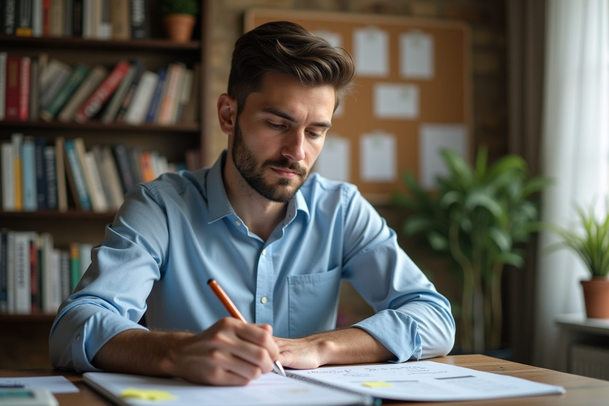 Jeune professionnel de santé travaillant à son bureau