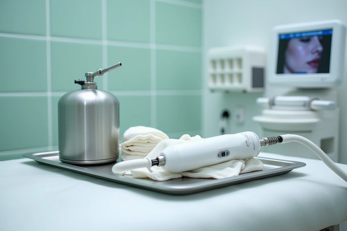Matériel médical pour traitement des verrues séborrhéiques en une séance par cryothérapie et électrocoagulation en cabinet dermatologique