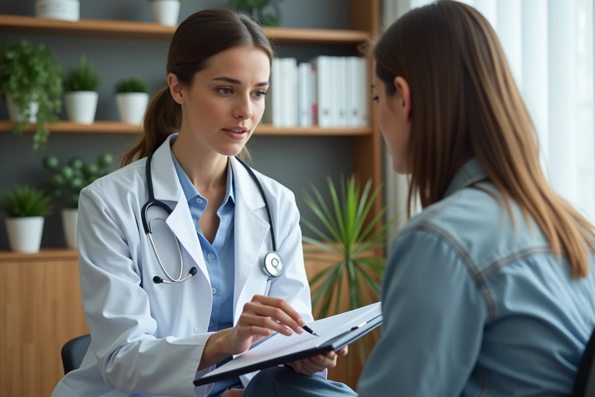 Medecin femme examine un patient dans un cabinet
