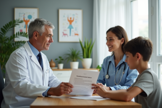 Medecin explique conseils prevention a une famille