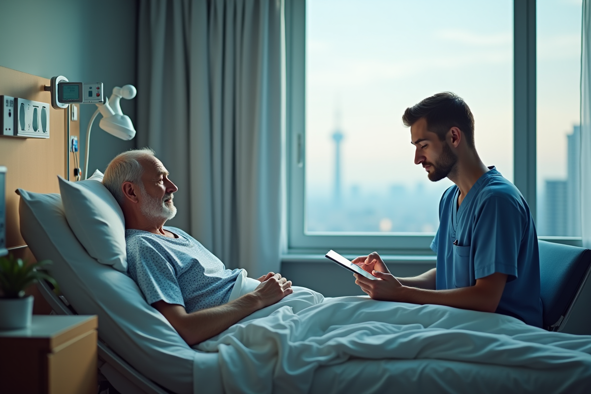 Infirmier note la médication d un patient dans sa chambre